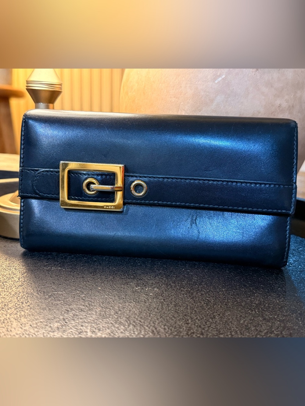 Gucci Vintage Lady Buckle Black Wallet